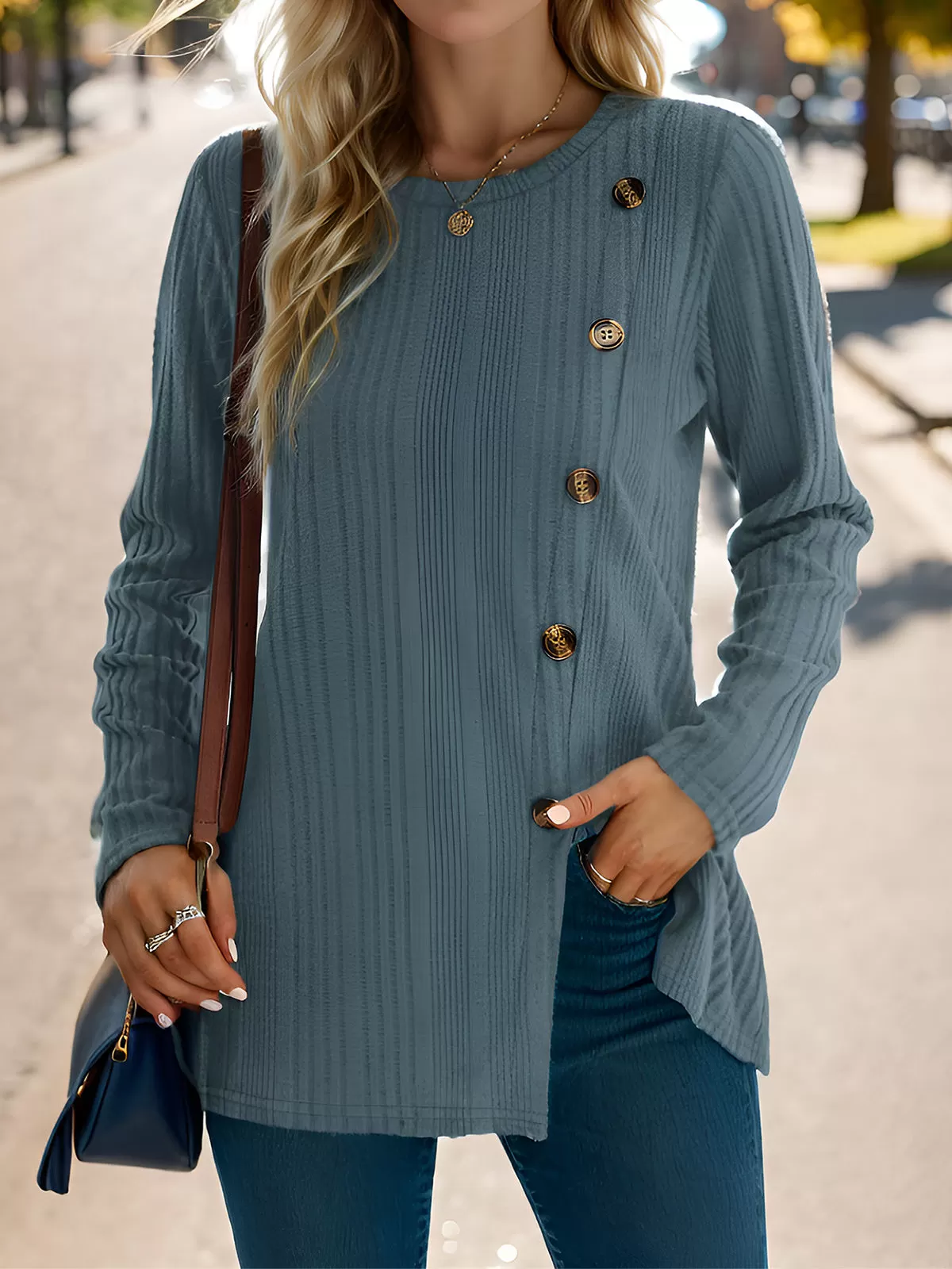Round Neck Long Sleeve Tunic Blouse, 5 of 5