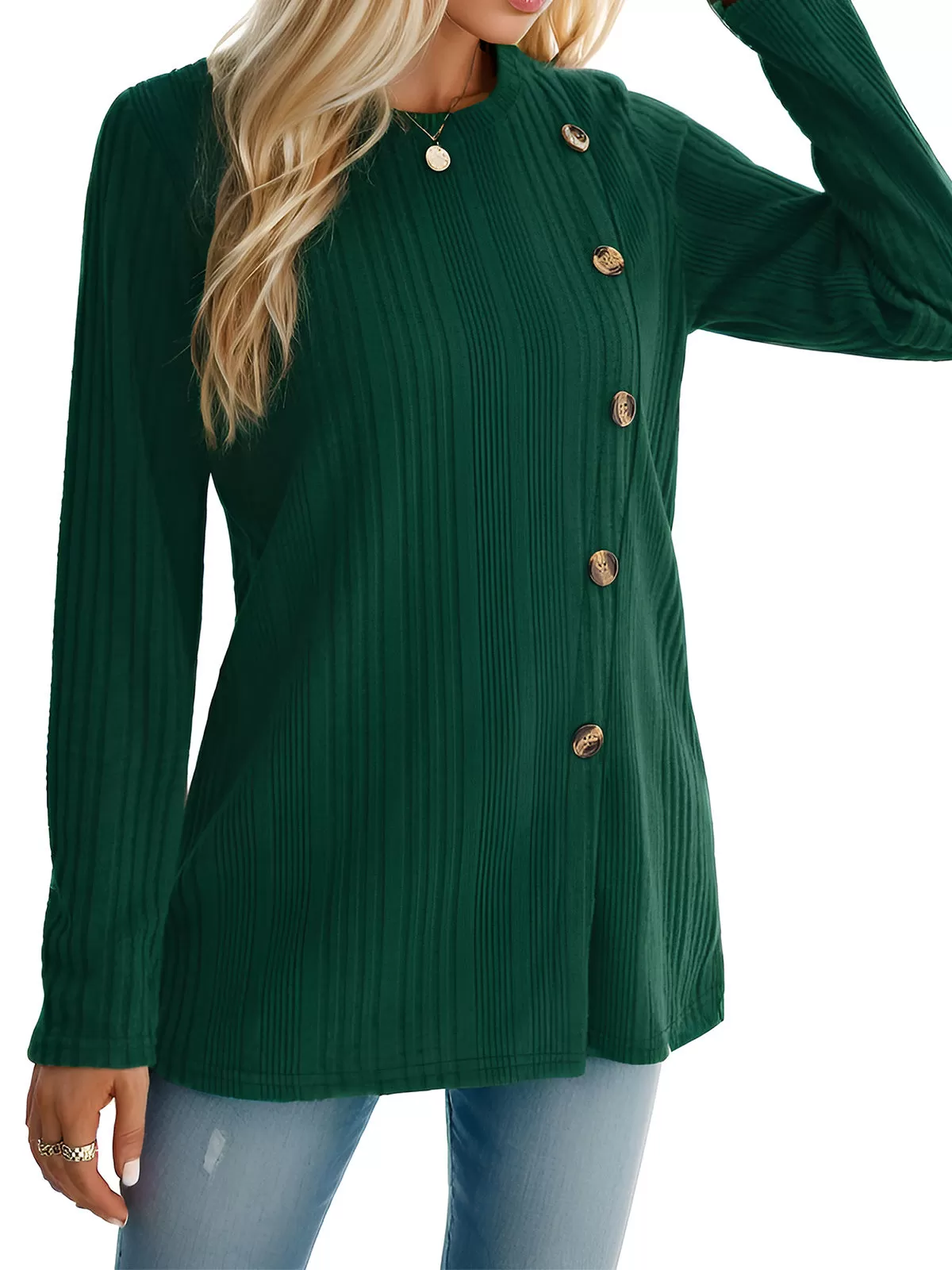 Round Neck Long Sleeve Tunic Blouse, 3 of 5