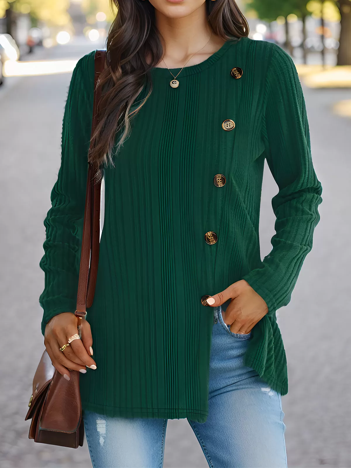 Round Neck Long Sleeve Tunic Blouse, 5 of 5