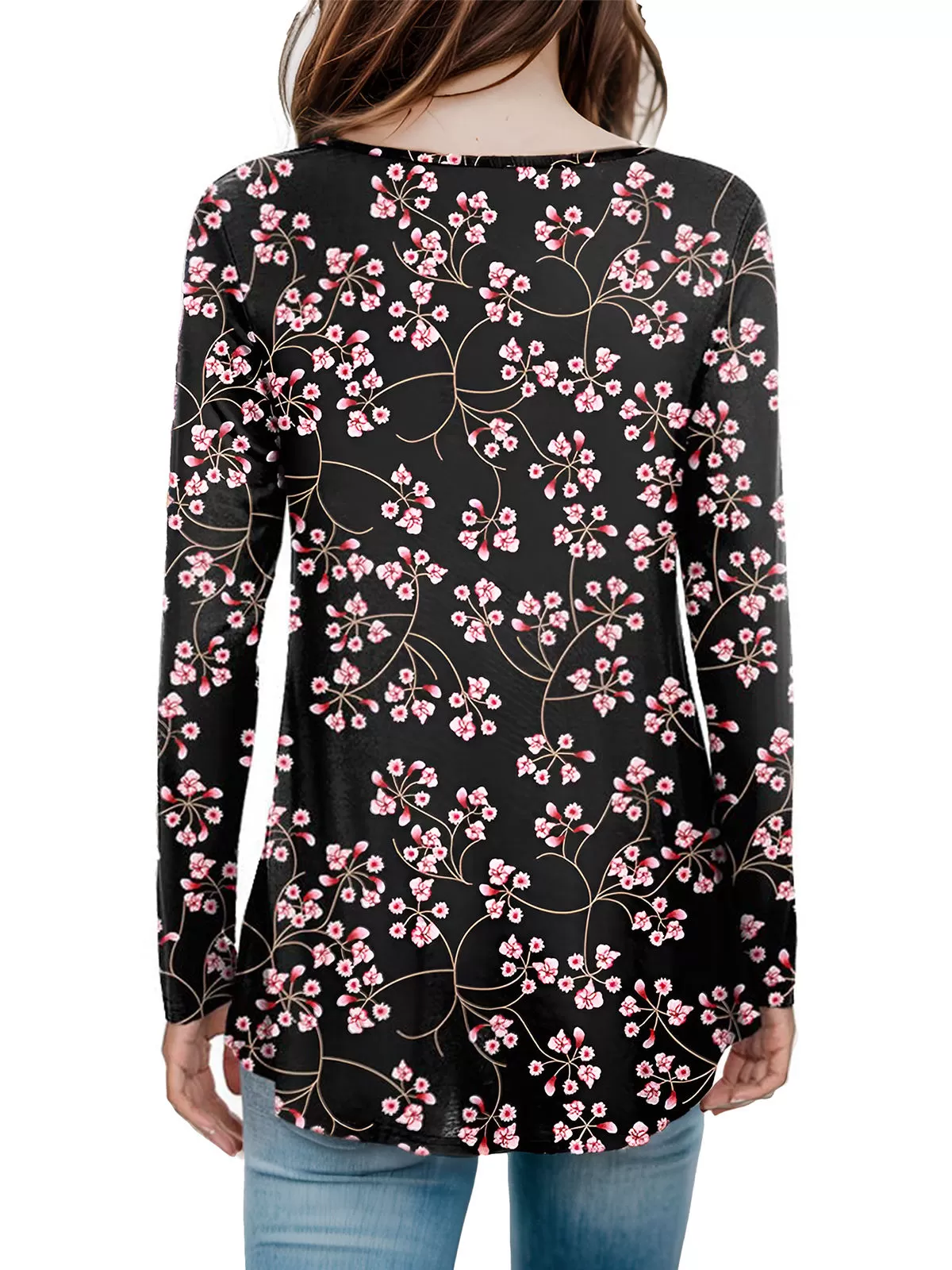 Floral Round Neck Long Sleeve T-shirt, 3 of 4