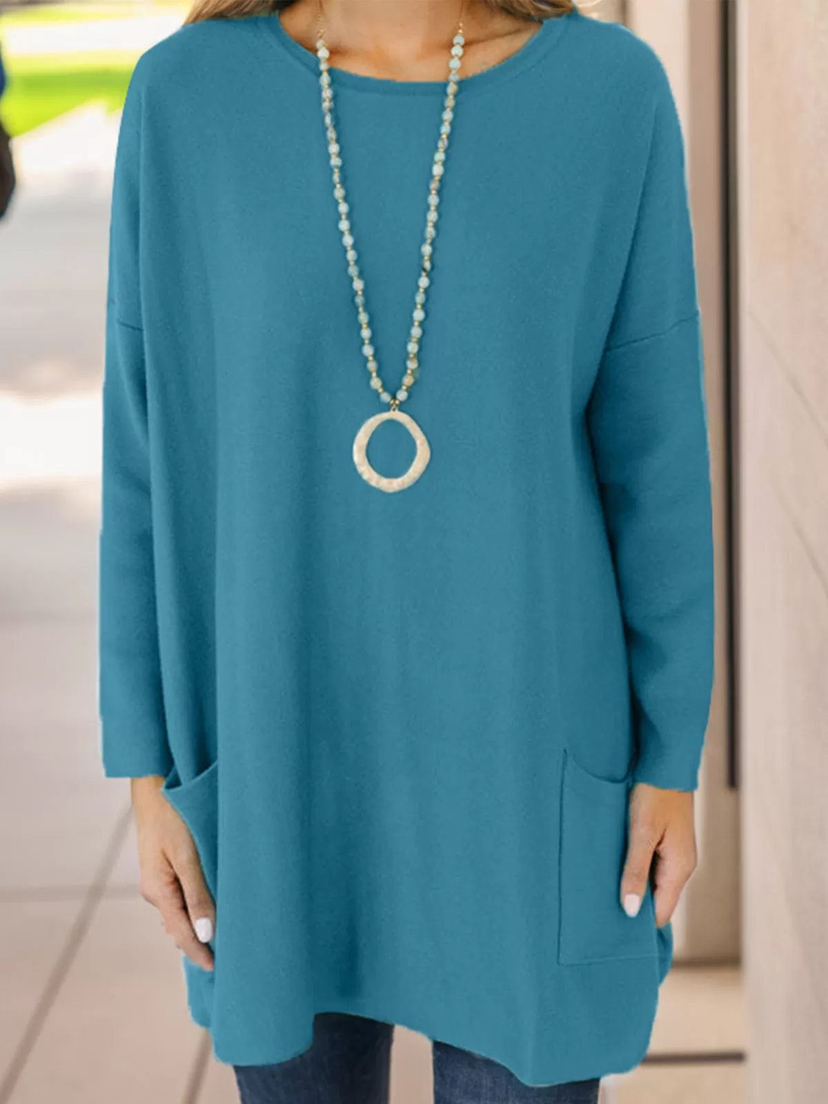 Round Neck Long Sleeve Tunic Sweatshirt, 4 of 5