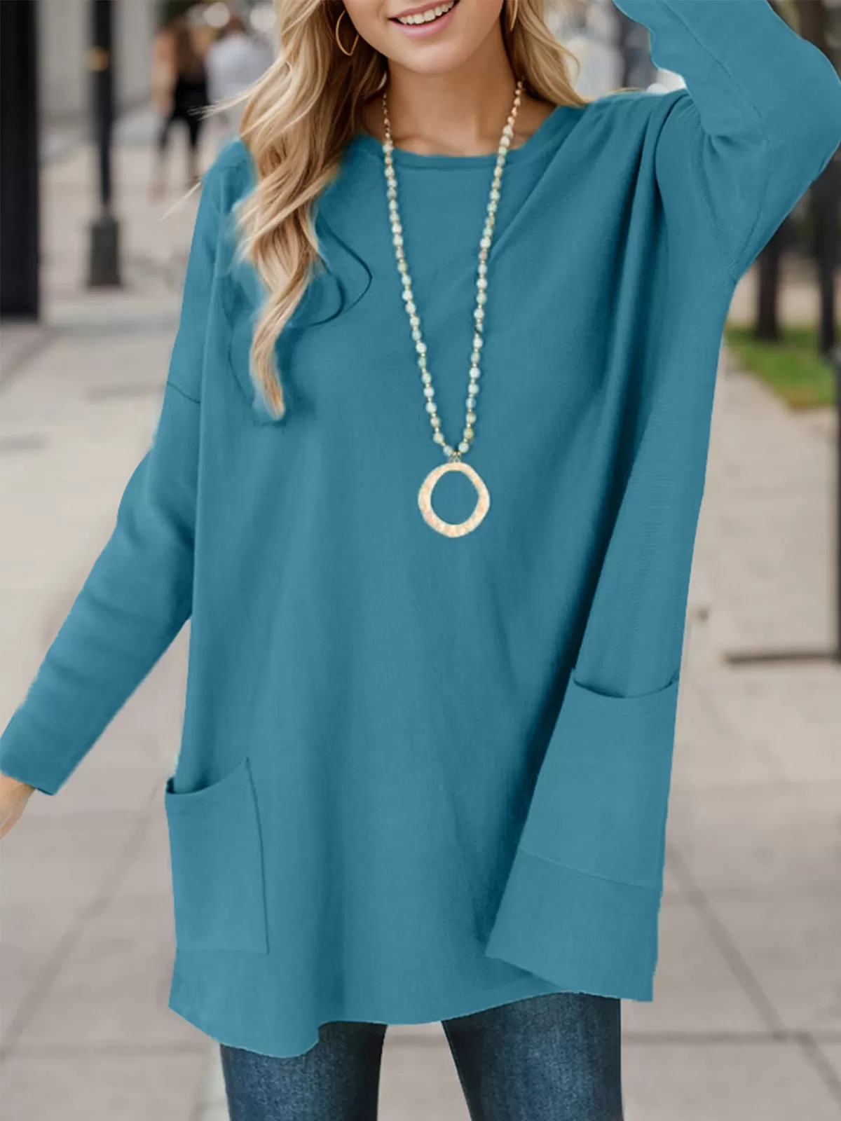 Round Neck Long Sleeve Tunic Sweatshirt, 5 of 5