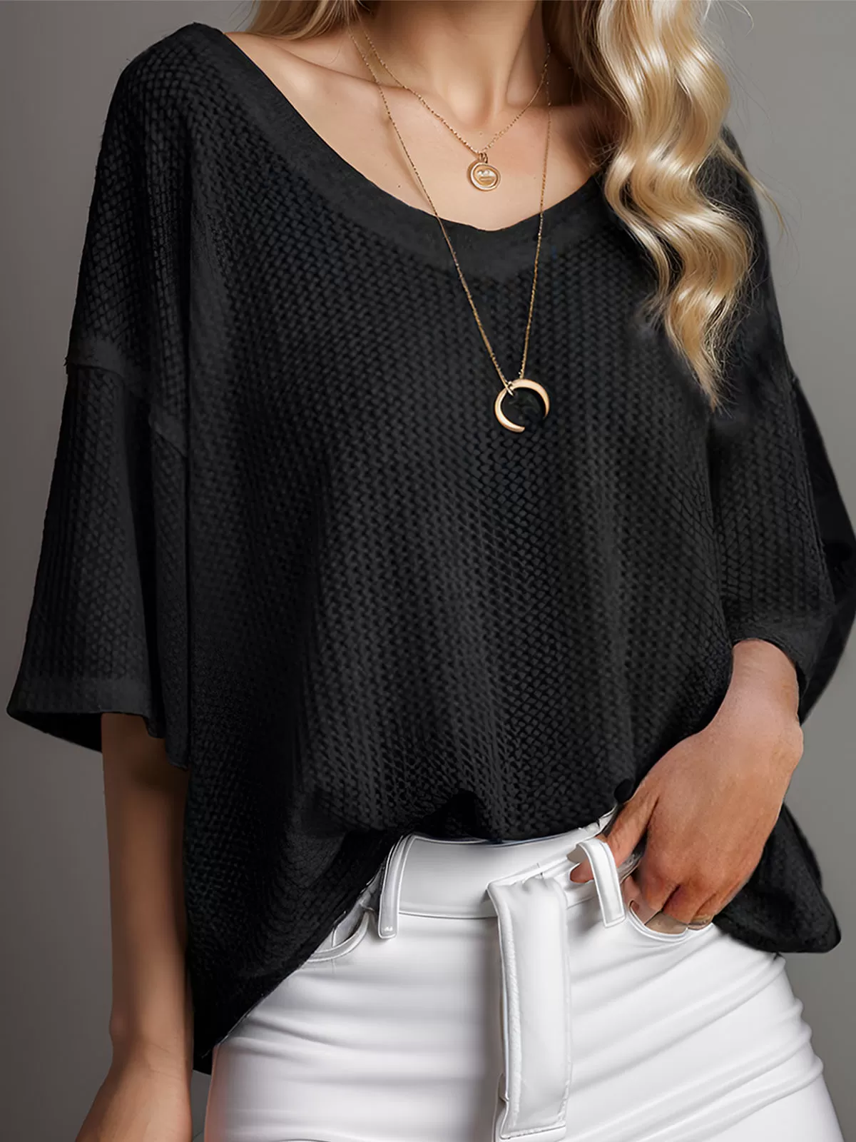 V-neck Batwing Short Sleeve T-shirt, 1 of 1