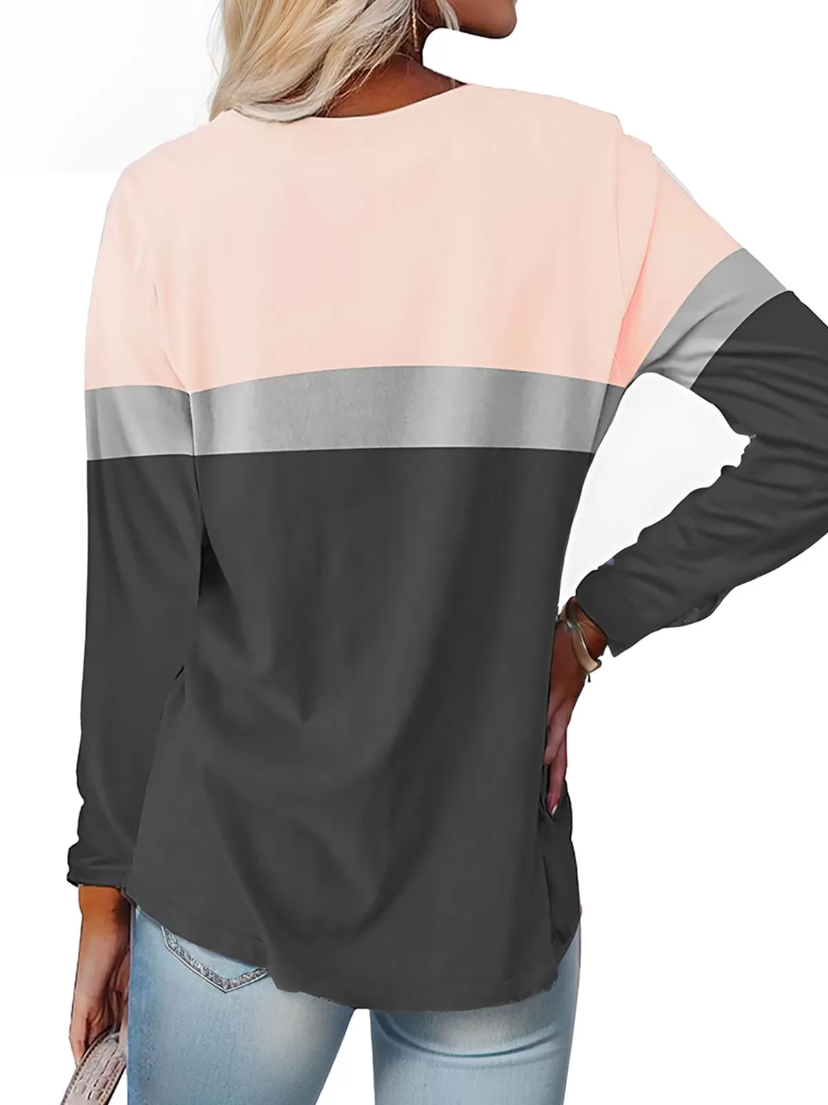 Round Neck Color Block Long Sleeve T-shirt, 2 of 5