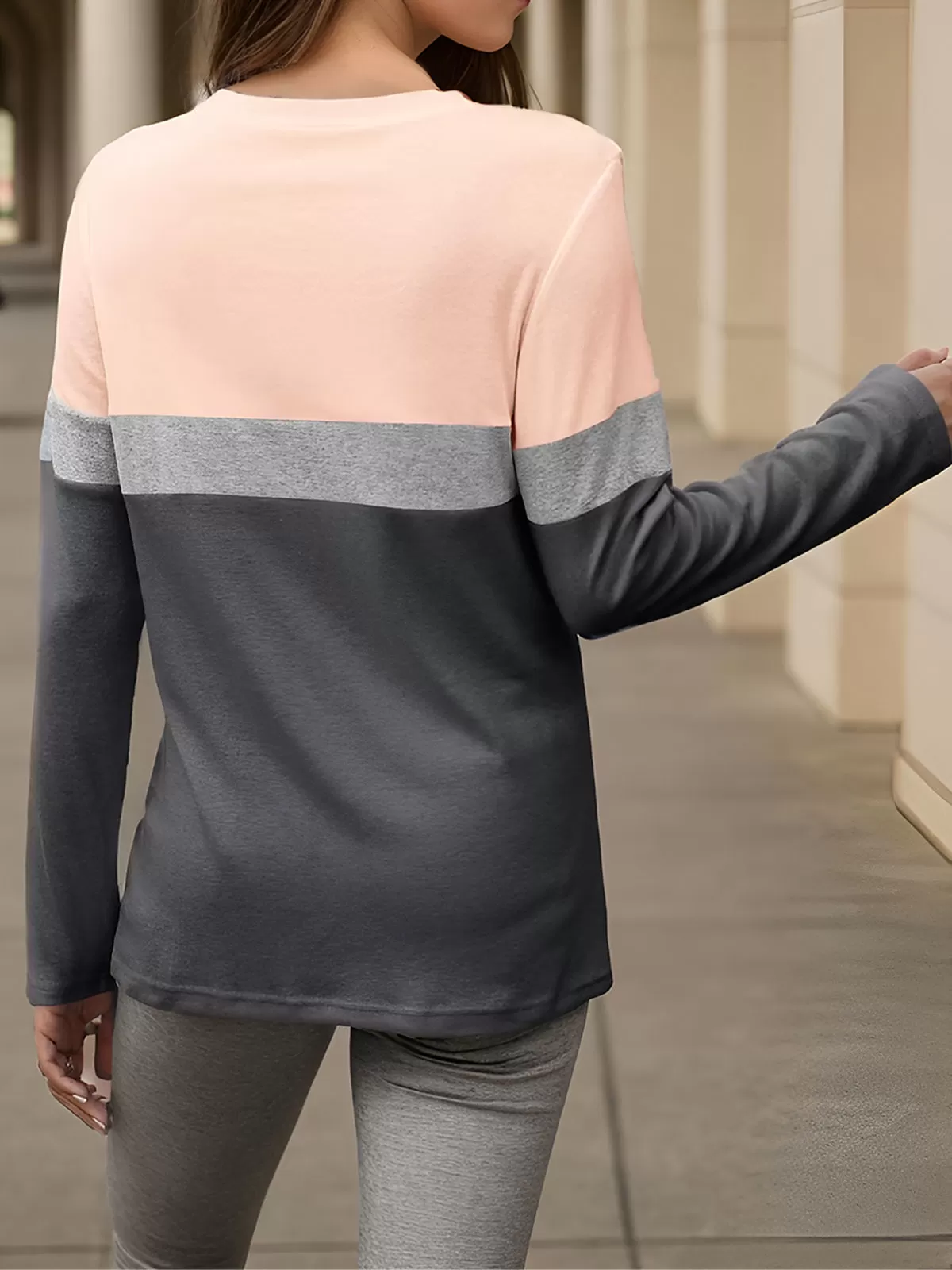 Round Neck Color Block Long Sleeve T-shirt, 5 of 5