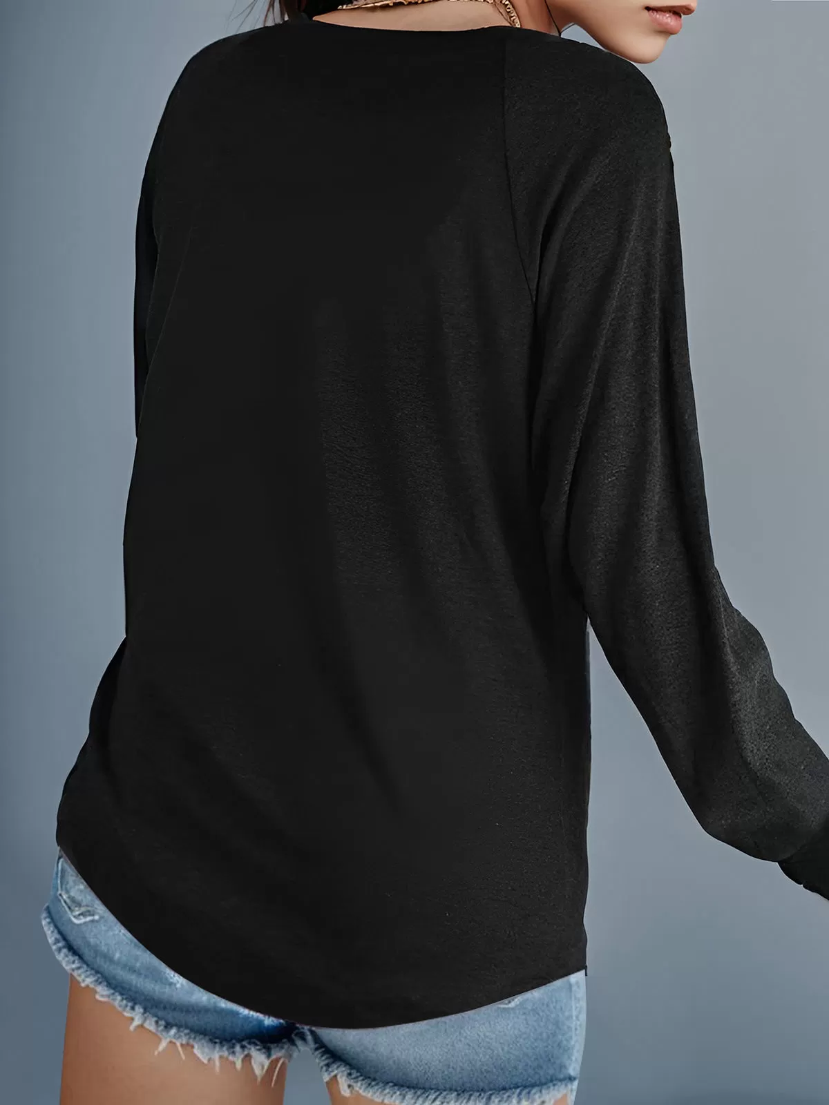 Round Neck Raglan Long Sleeve Knit Tunic Blouse, 5 of 5