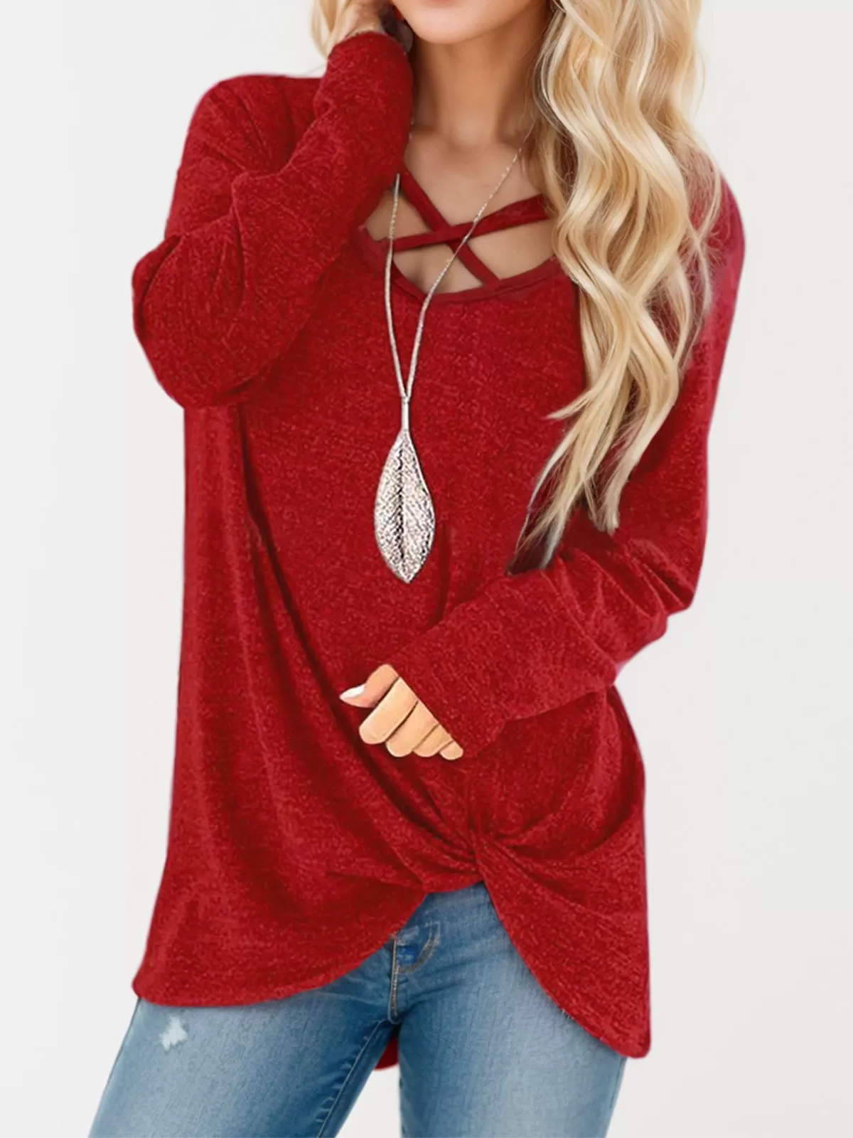 V-neck Long Sleeve T-shirt, 2 of 4