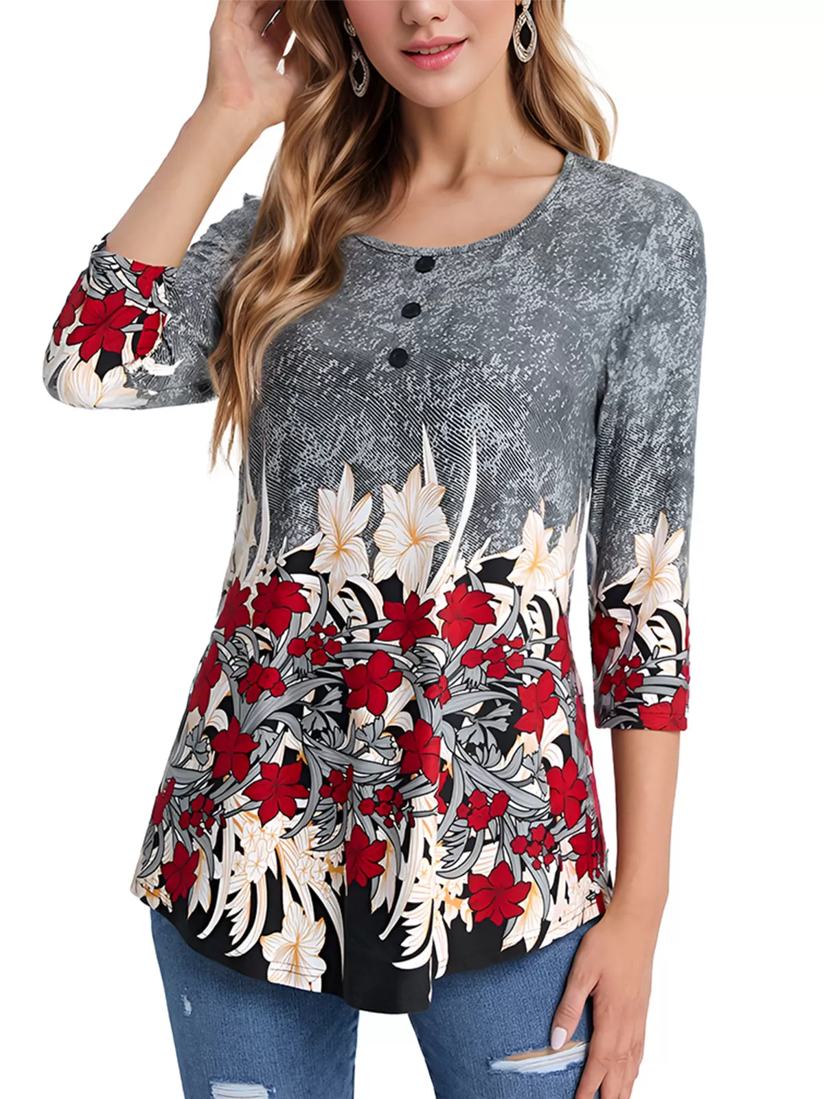 Floral Round Neck Blouse, 2 of 5