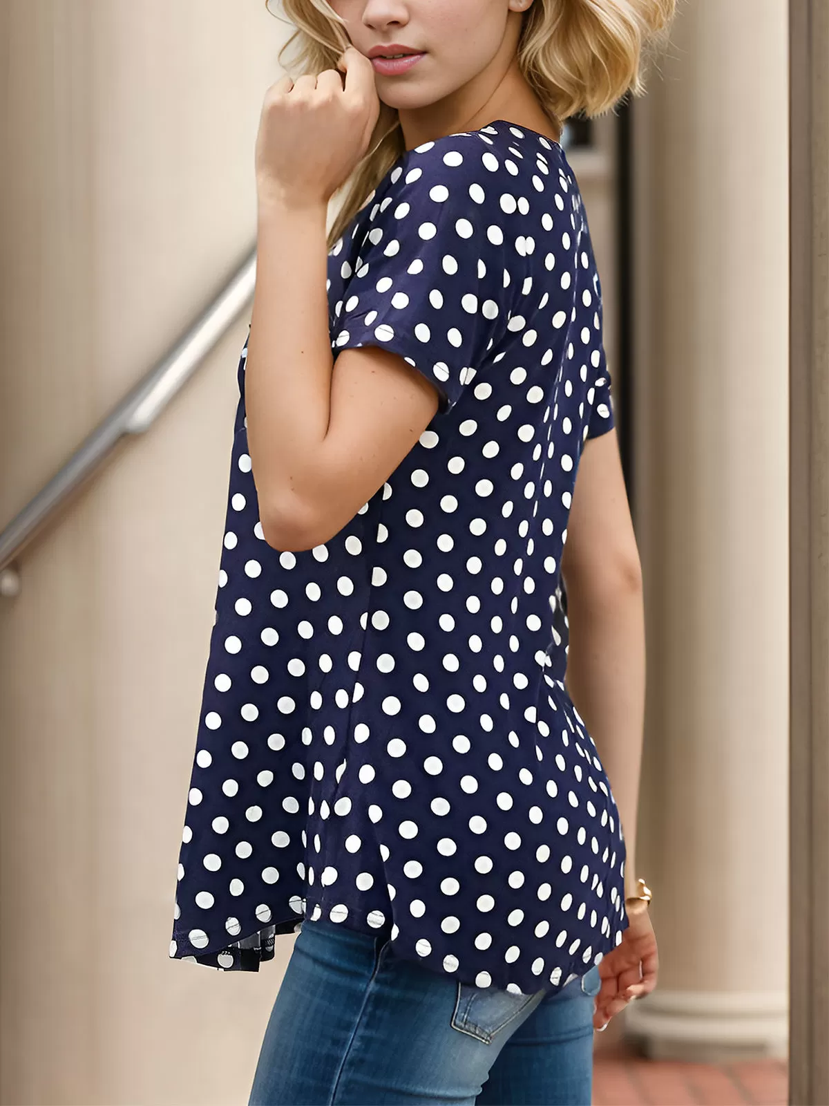 Wrinkle V-neck Short Sleeve T-shirt, 3 of 5