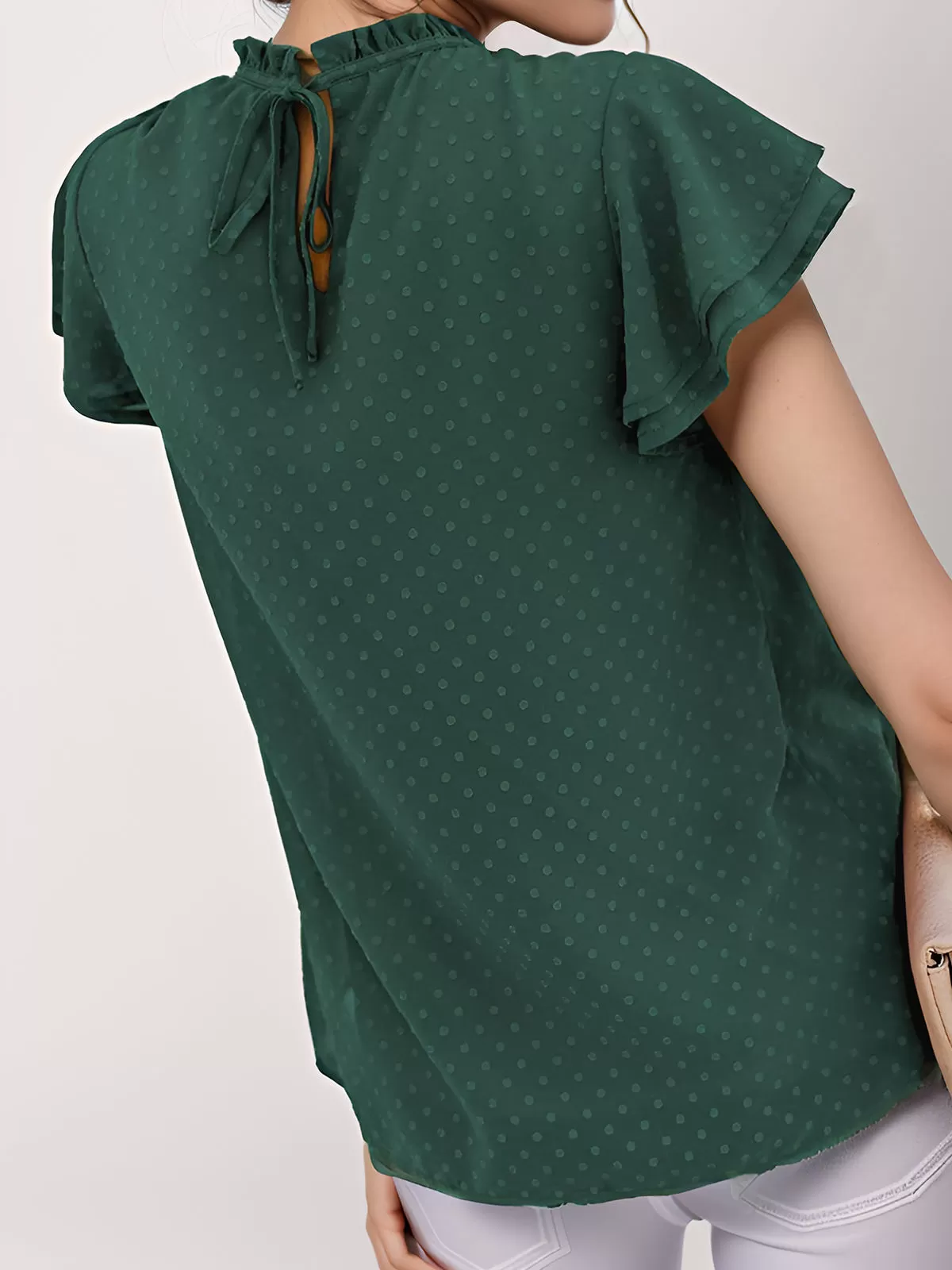 Round Neck Flounce Short Sleeve Blouse, 6 of 6