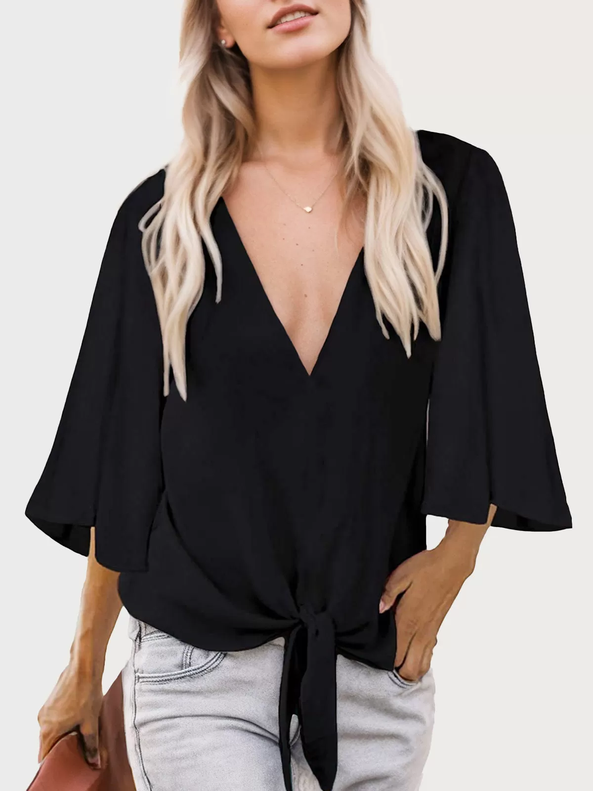 Floral V-neck Flare Blouse, 1 of 5