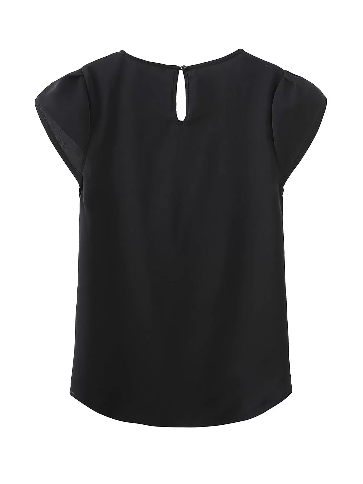 Wrinkle Round Neck Petal Short Sleeve Blouse, 5 of 5
