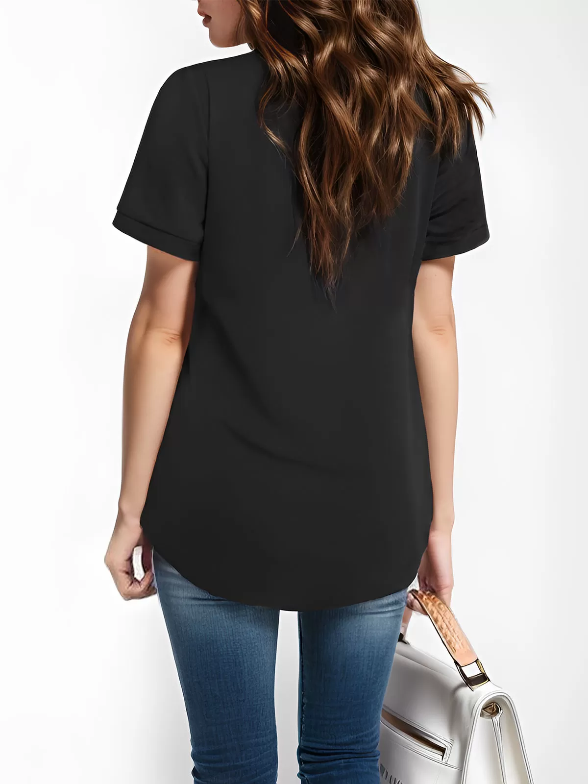 Wrinkle V-neck Short Sleeve Blouse, 2 of 4
