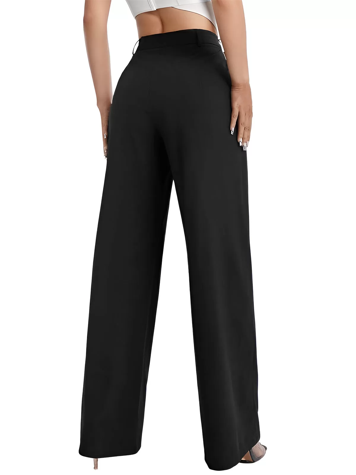 High Rise Zipper Fly Palazzo Pants, 2 of 5