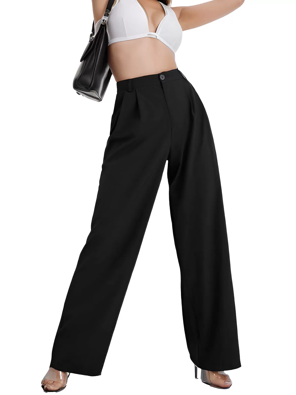 High Rise Zipper Fly Palazzo Pants, 4 of 5