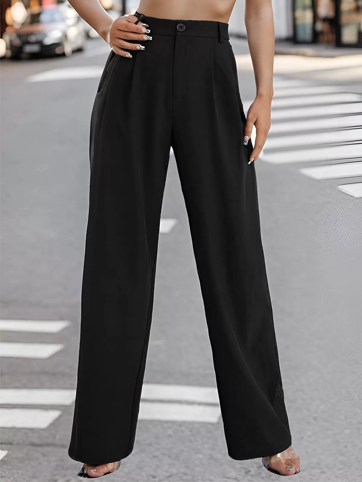 High Rise Zipper Fly Palazzo Pants, 5 of 5