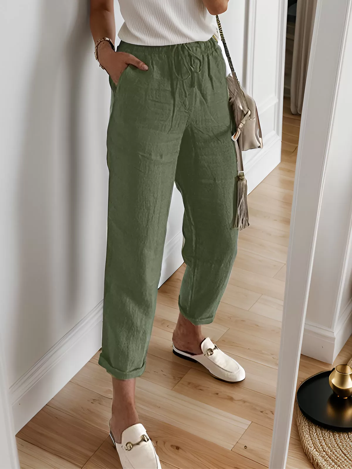 High Rise Zipper Fly Straight Leg Pants, 2 of 5