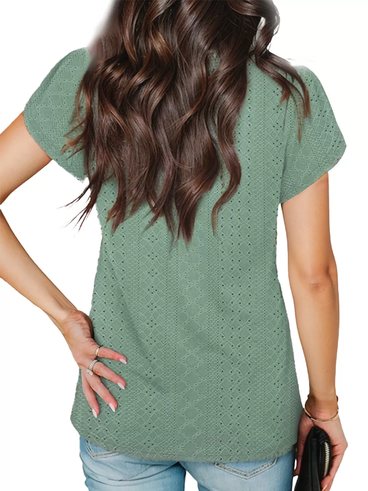 Wrinkle Round Neck Petal Short Sleeve T-shirt, 3 of 4