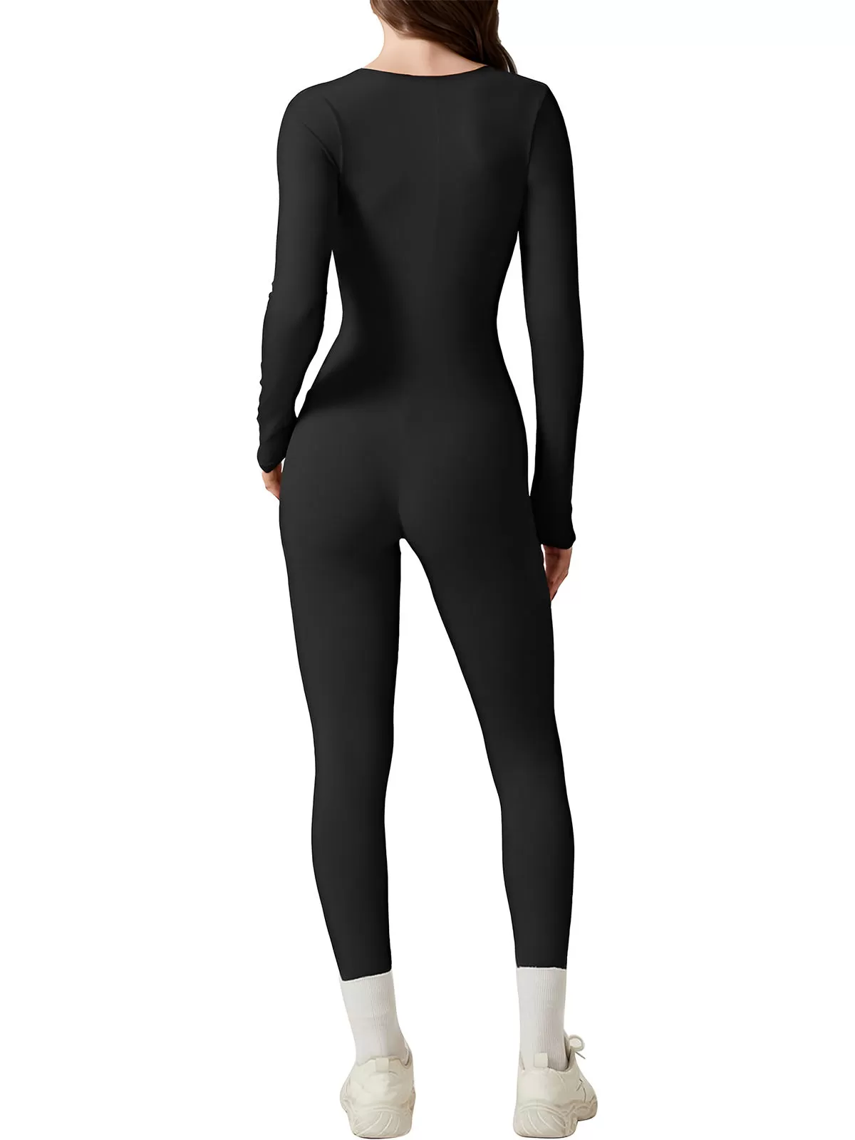 Square Neck High Rise Long Sleeve Jumpsuit, 5 of 5