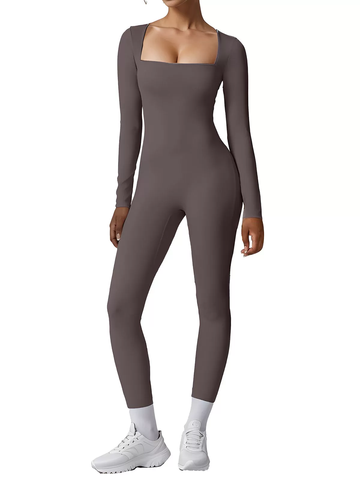 Square Neck High Rise Long Sleeve Jumpsuit, 3 of 6