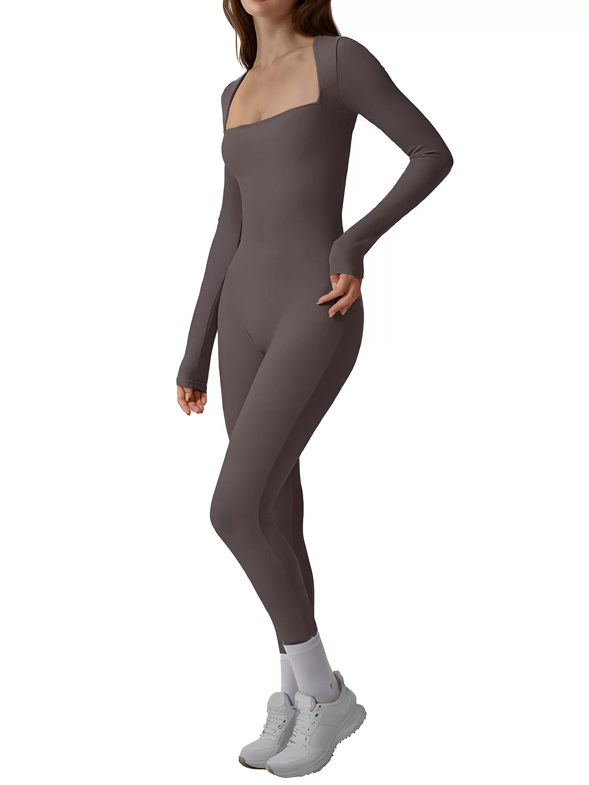 Square Neck High Rise Long Sleeve Jumpsuit, 4 of 6