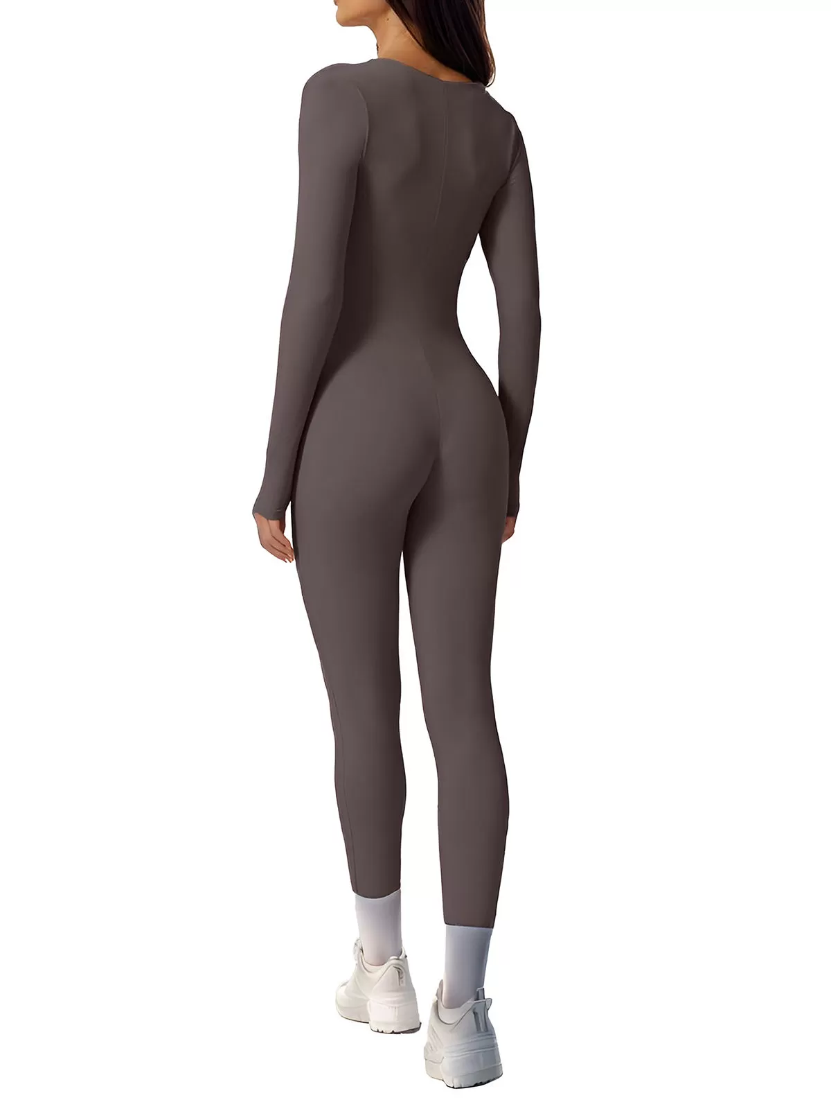Square Neck High Rise Long Sleeve Jumpsuit, 5 of 6