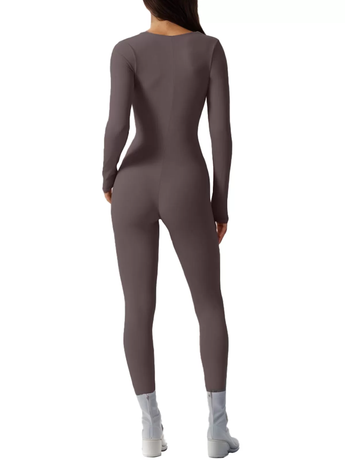 Square Neck High Rise Long Sleeve Jumpsuit, 6 of 6