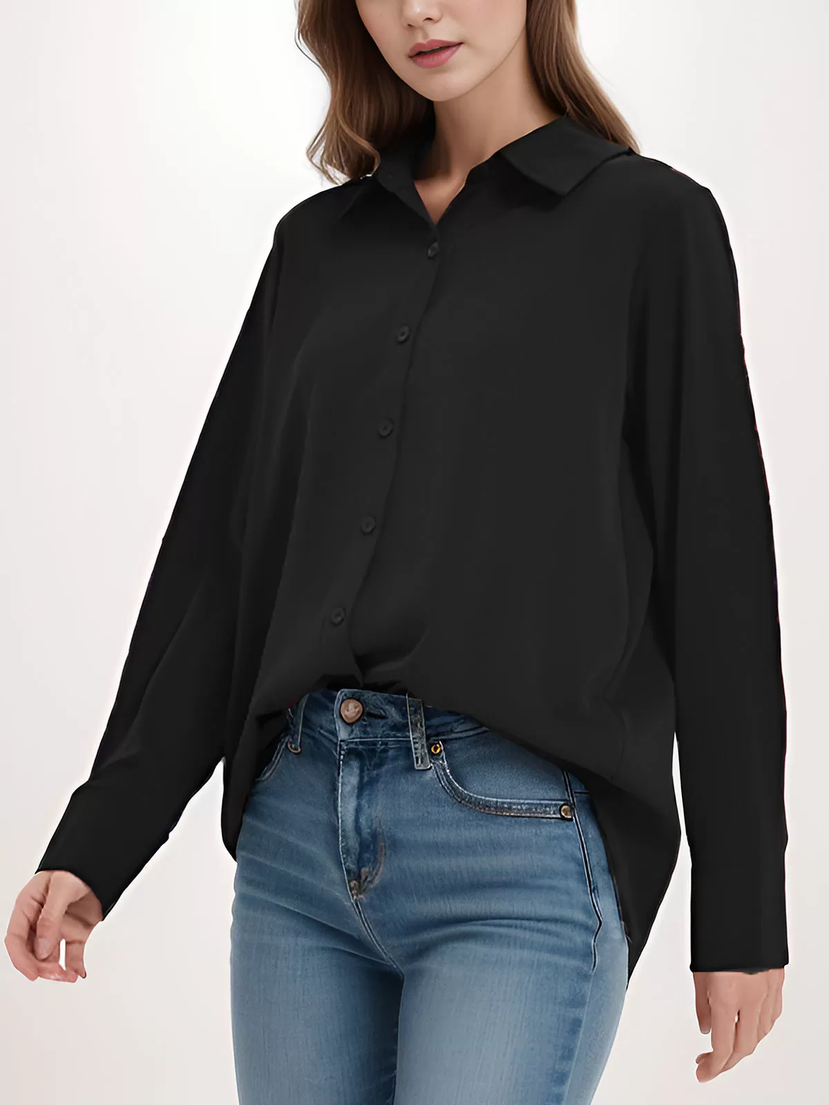 Wrinkle Lapel Shirt Long Sleeve Blouse, 4 of 5