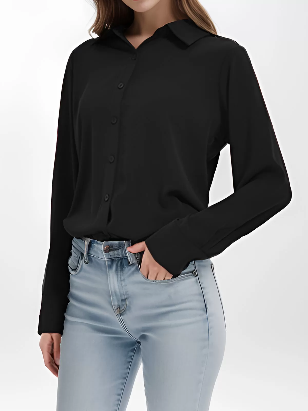 Wrinkle Lapel Shirt Long Sleeve Blouse, 5 of 5