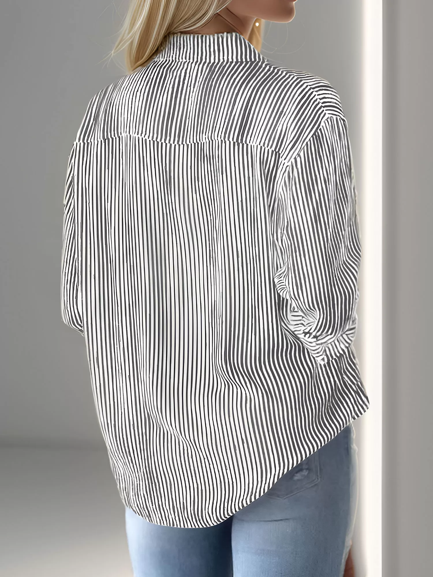 Stripes Lapel Shirt Long Sleeve Blouse, 5 of 5