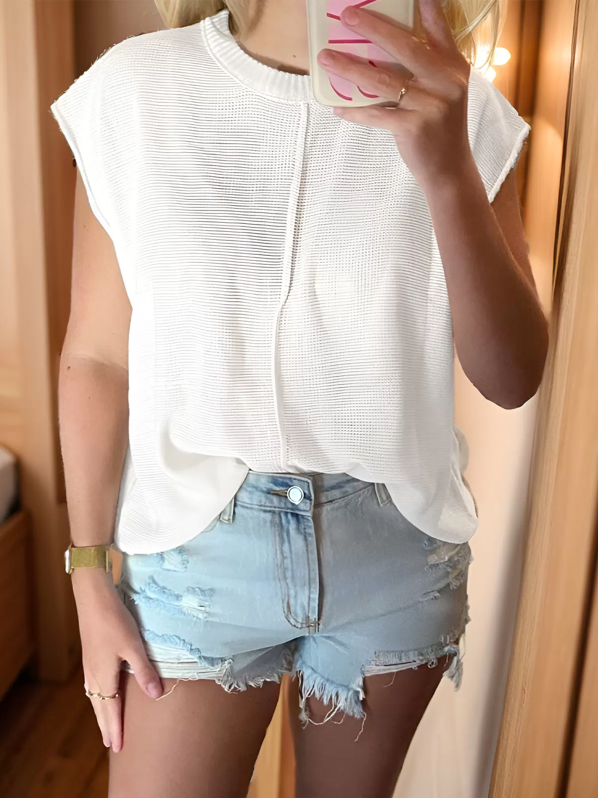 Summer Round Neck Cap Sleeve Sweater, 5 of 6