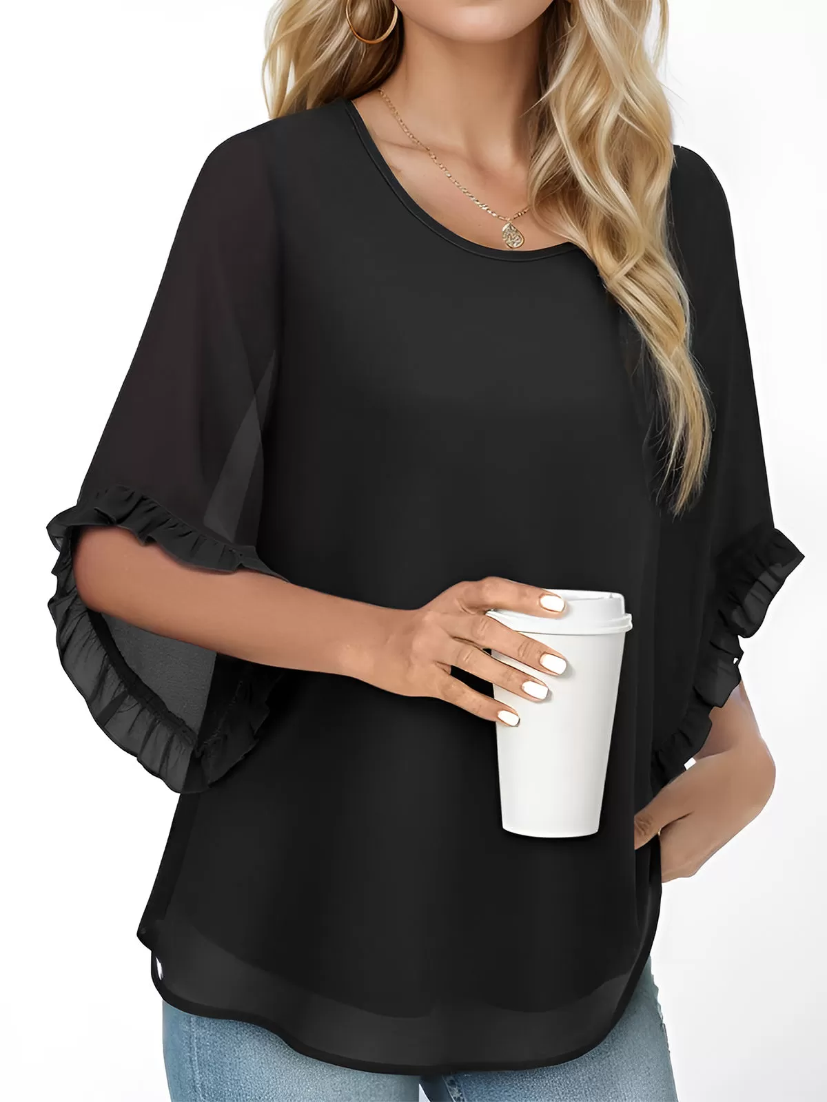 Round Neck Flare Blouse, 2 of 4