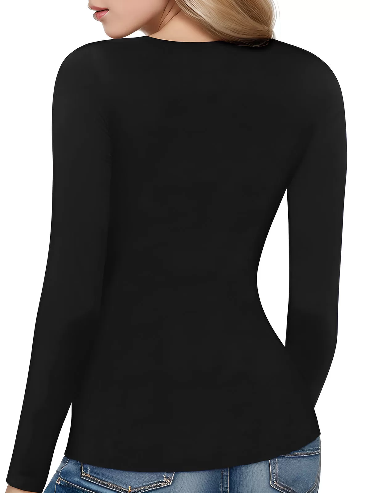 Round Neck Cut Out Front Ribbed Fitted T-shirt, 3 of 5