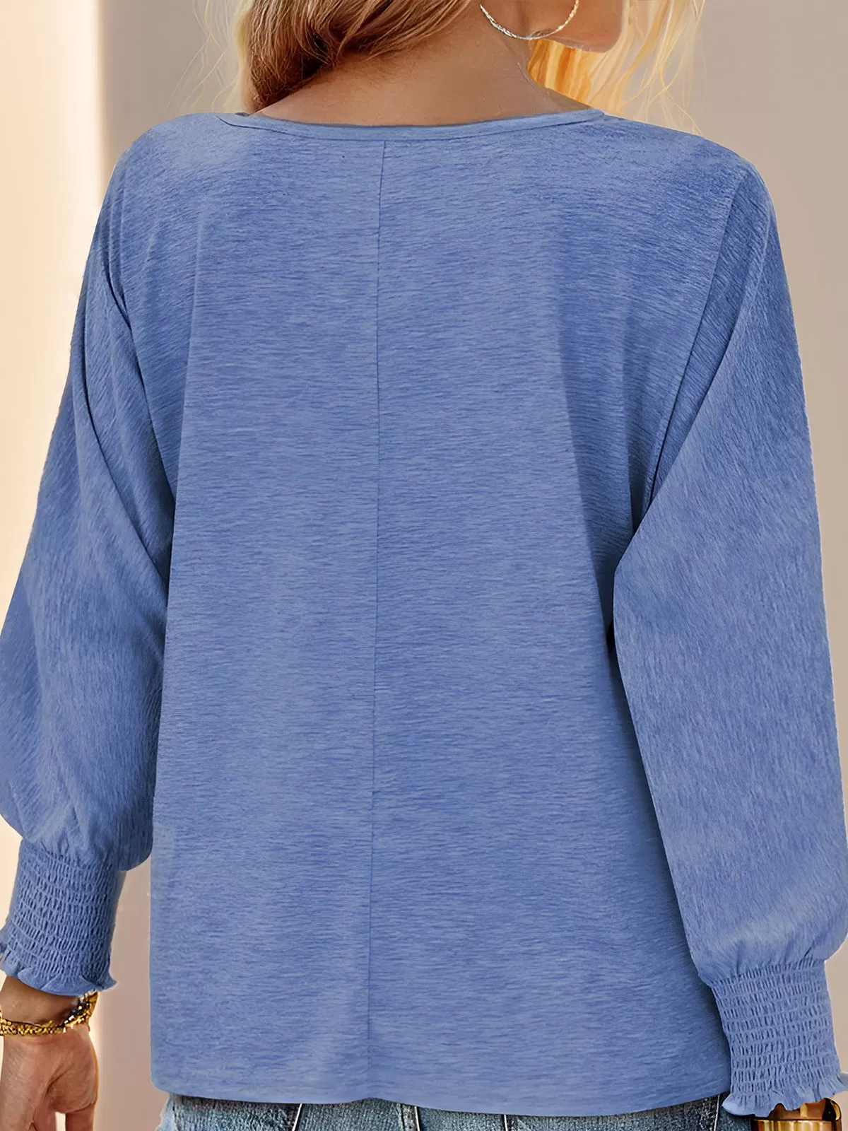 Wrinkle Round Neck Lantern Long Sleeve T-shirt, 4 of 4