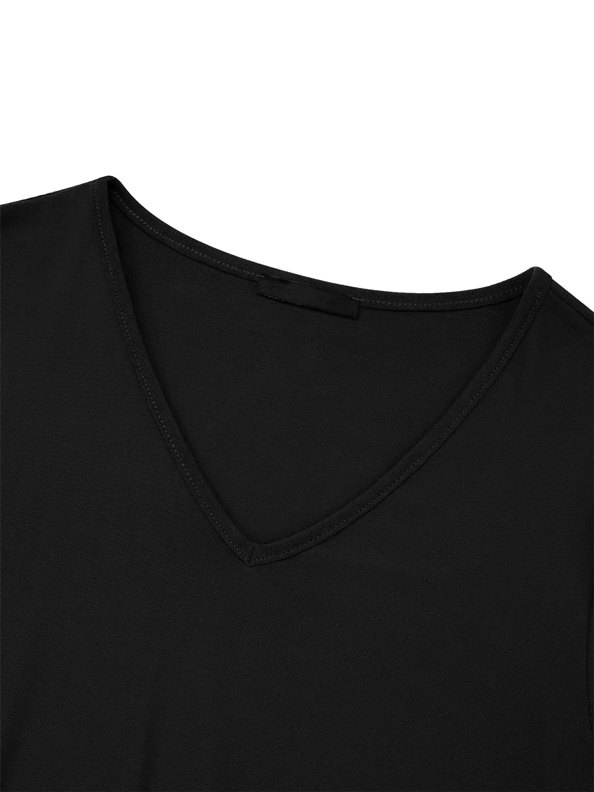 V-neck Flare  Double Layers Mesh Shirt Ruffle Blouse, 4 of 5