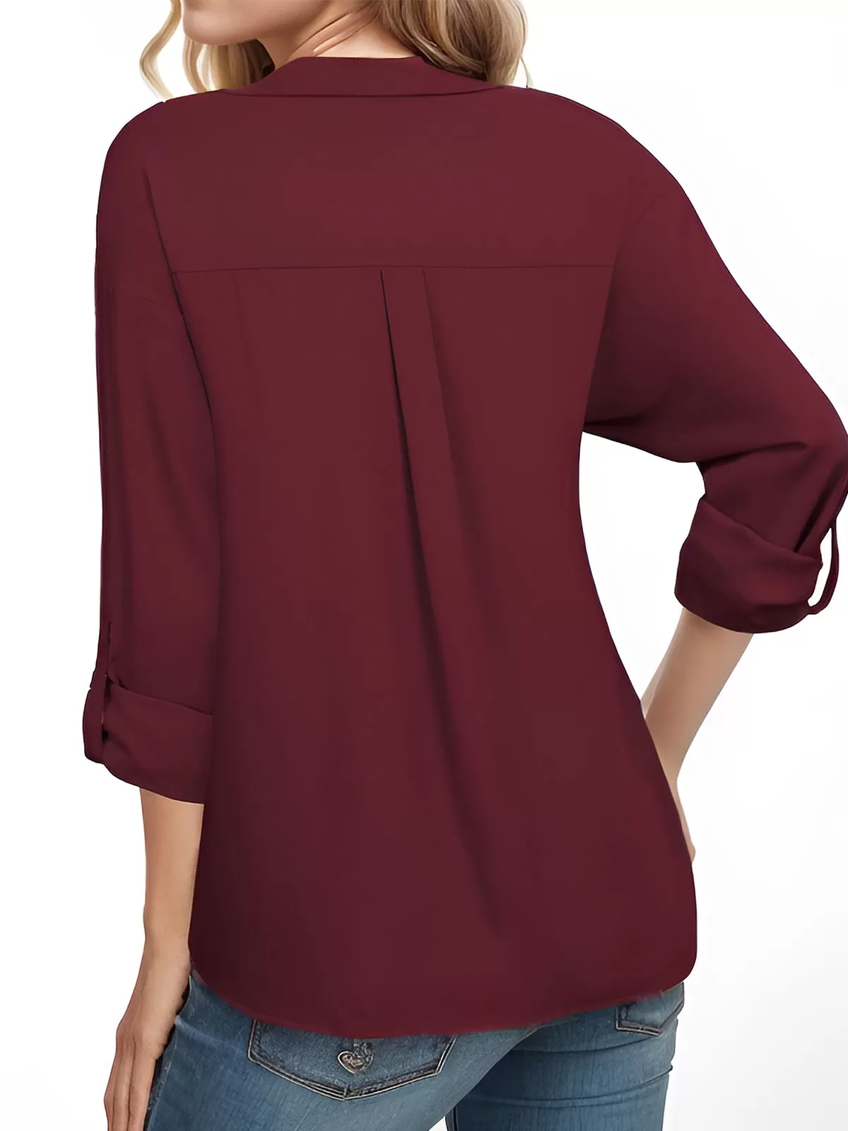 Dressy Lapel Button Down Shirt Chiffon Blouse, 2 of 4