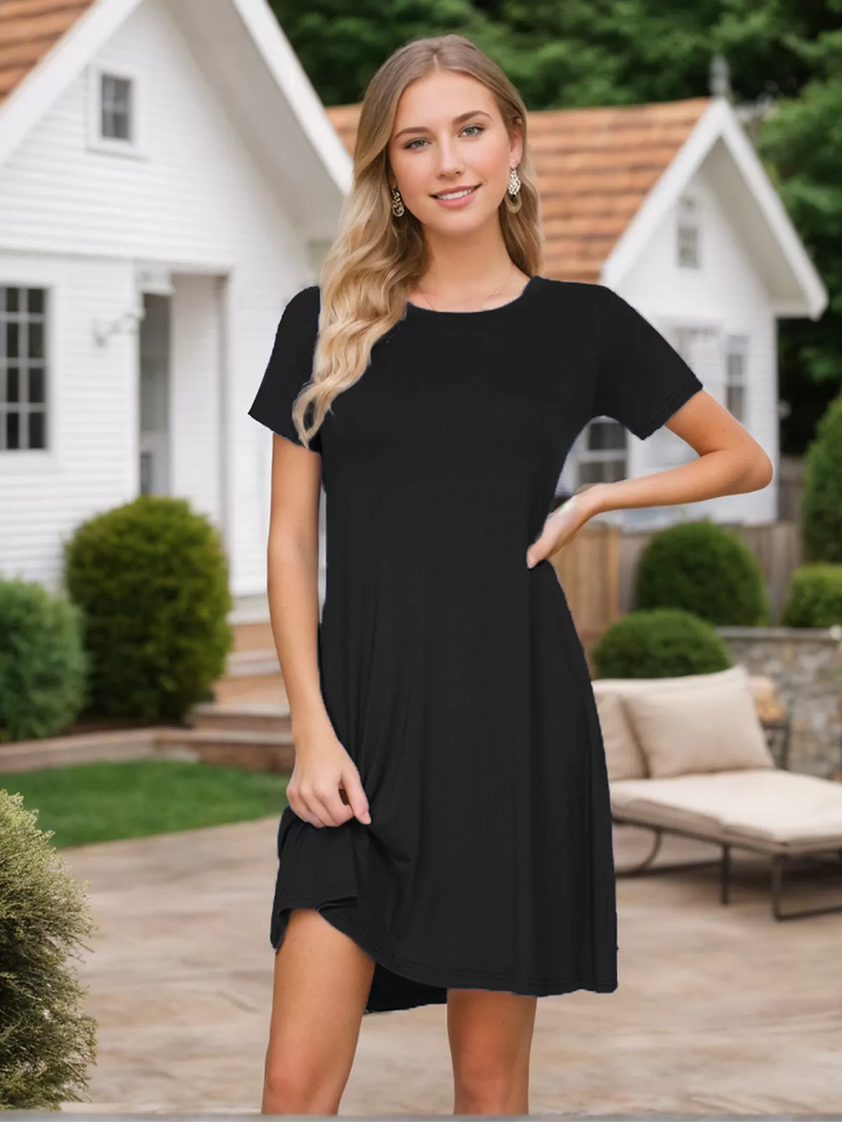Round Neck Knit A-line Dress, 2 of 4