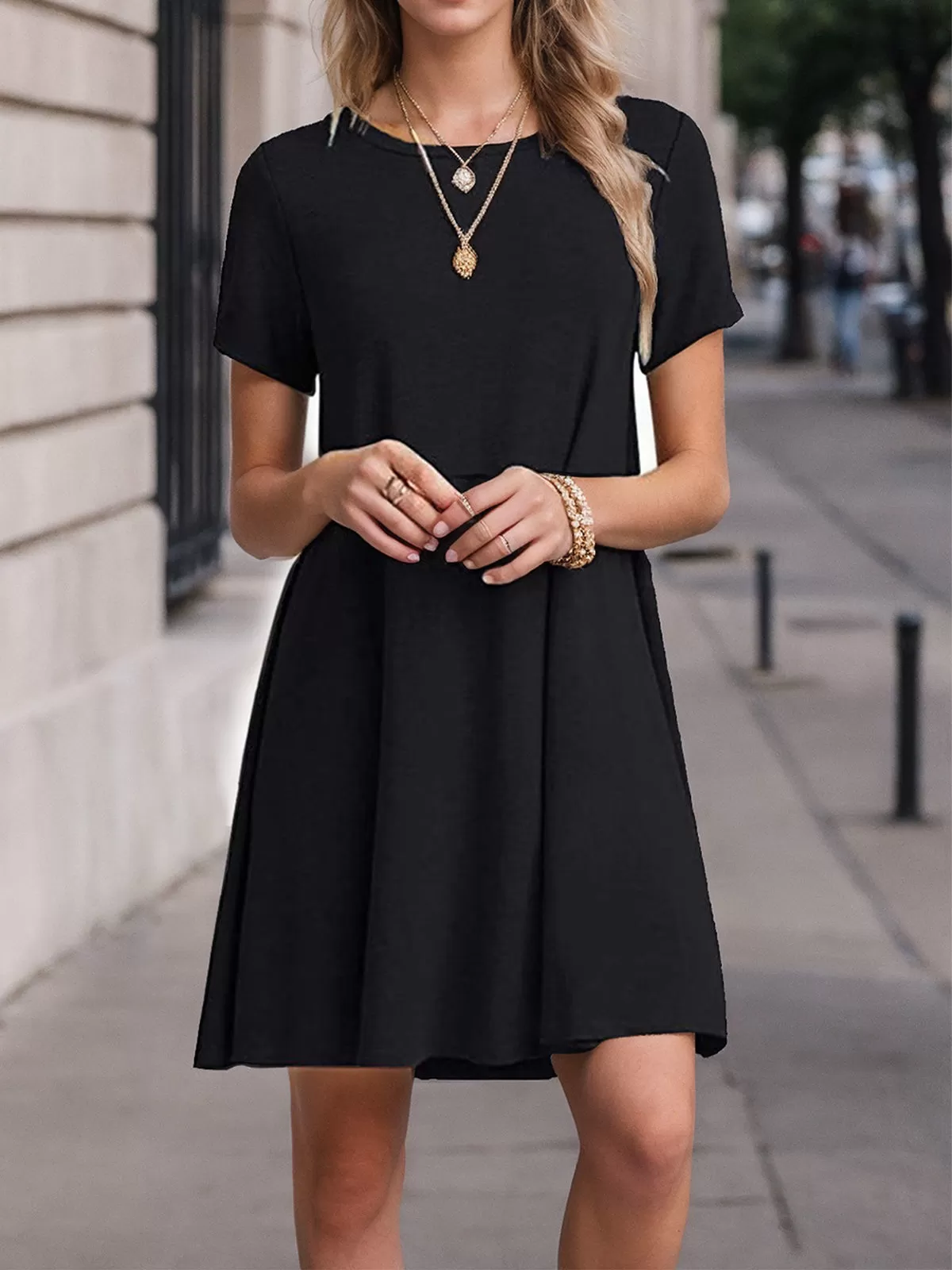 Round Neck Knit A-line Dress, 4 of 4