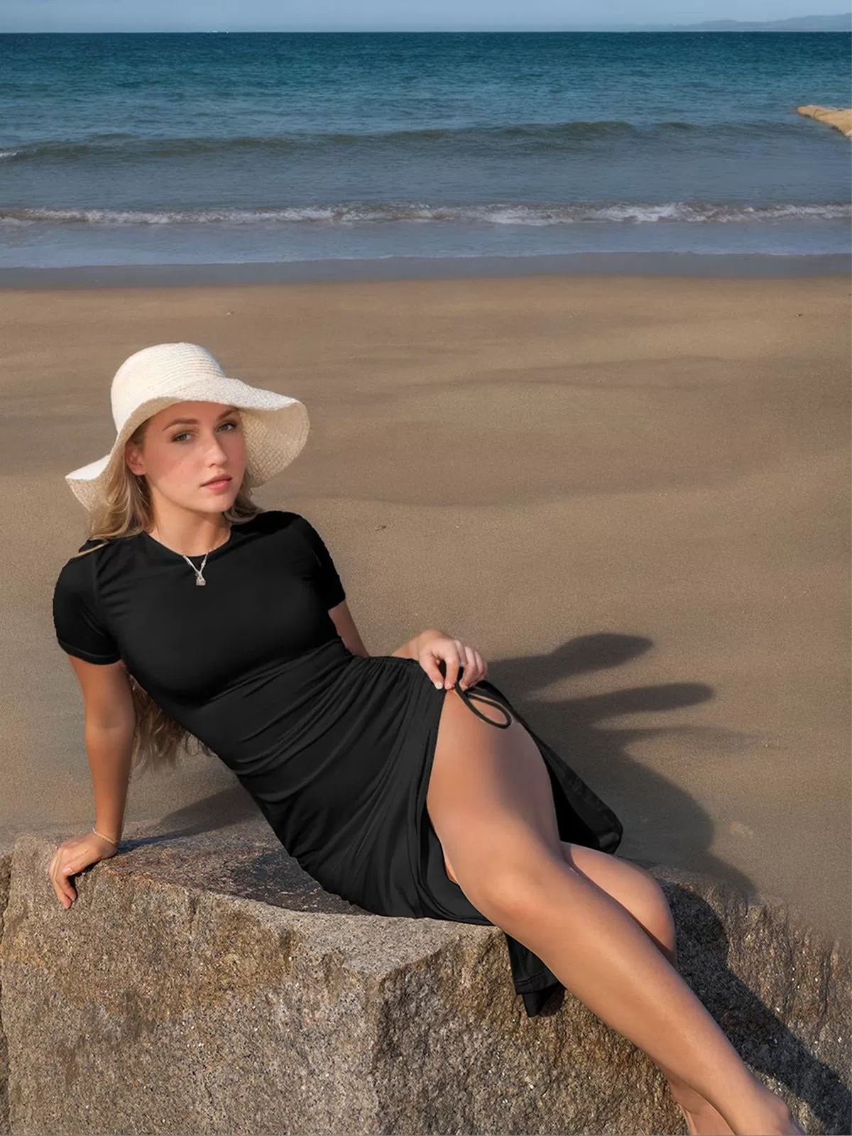 Round Neck Knit Pencil Dress, 4 of 5