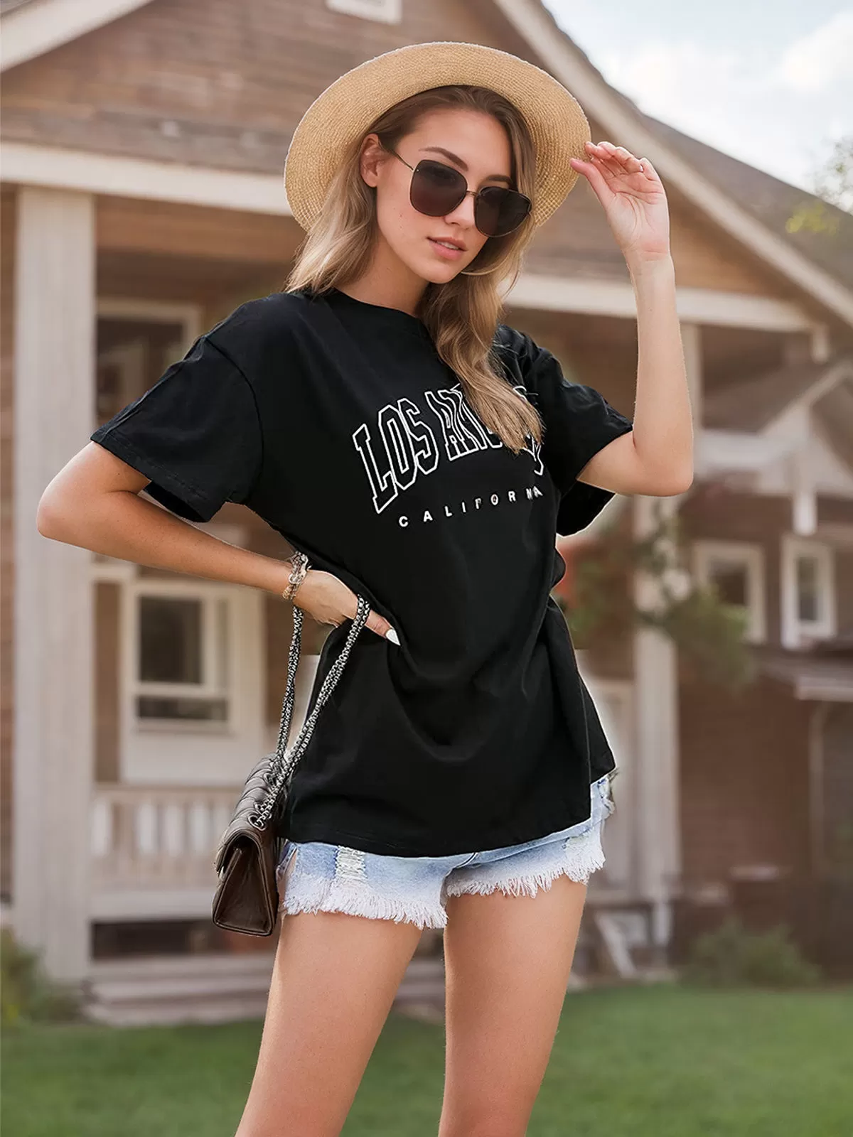 Letter Round Neck Short Sleeve T-shirt, 3 of 5