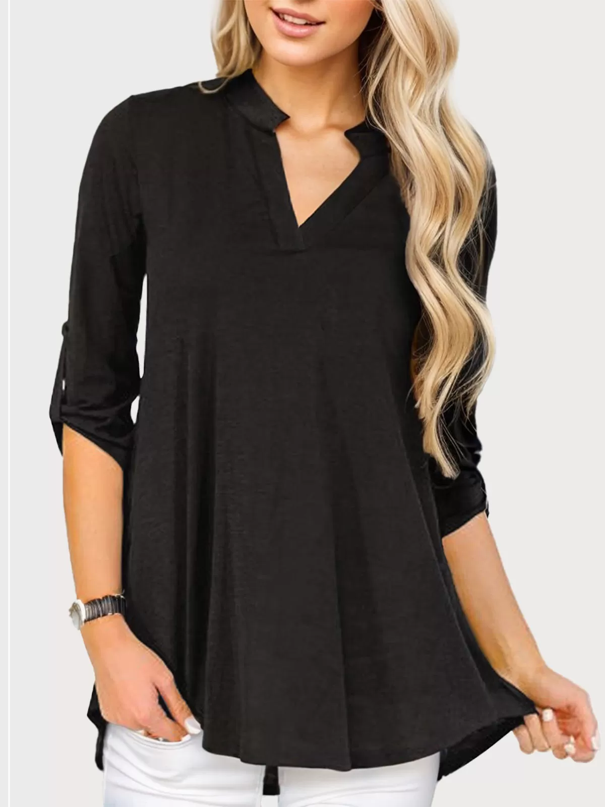 Plus Size Floral V-neck Sleeve Blouse, 1 of 4