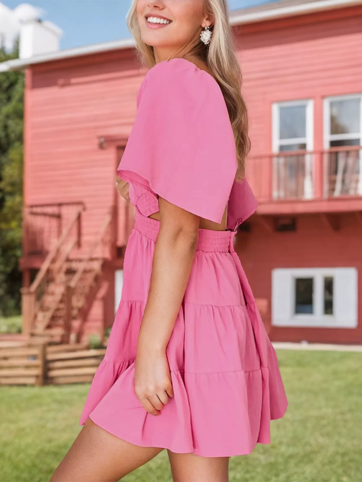 Wrinkle Square Neck Flare Knit A-line Dress, 6 of 6