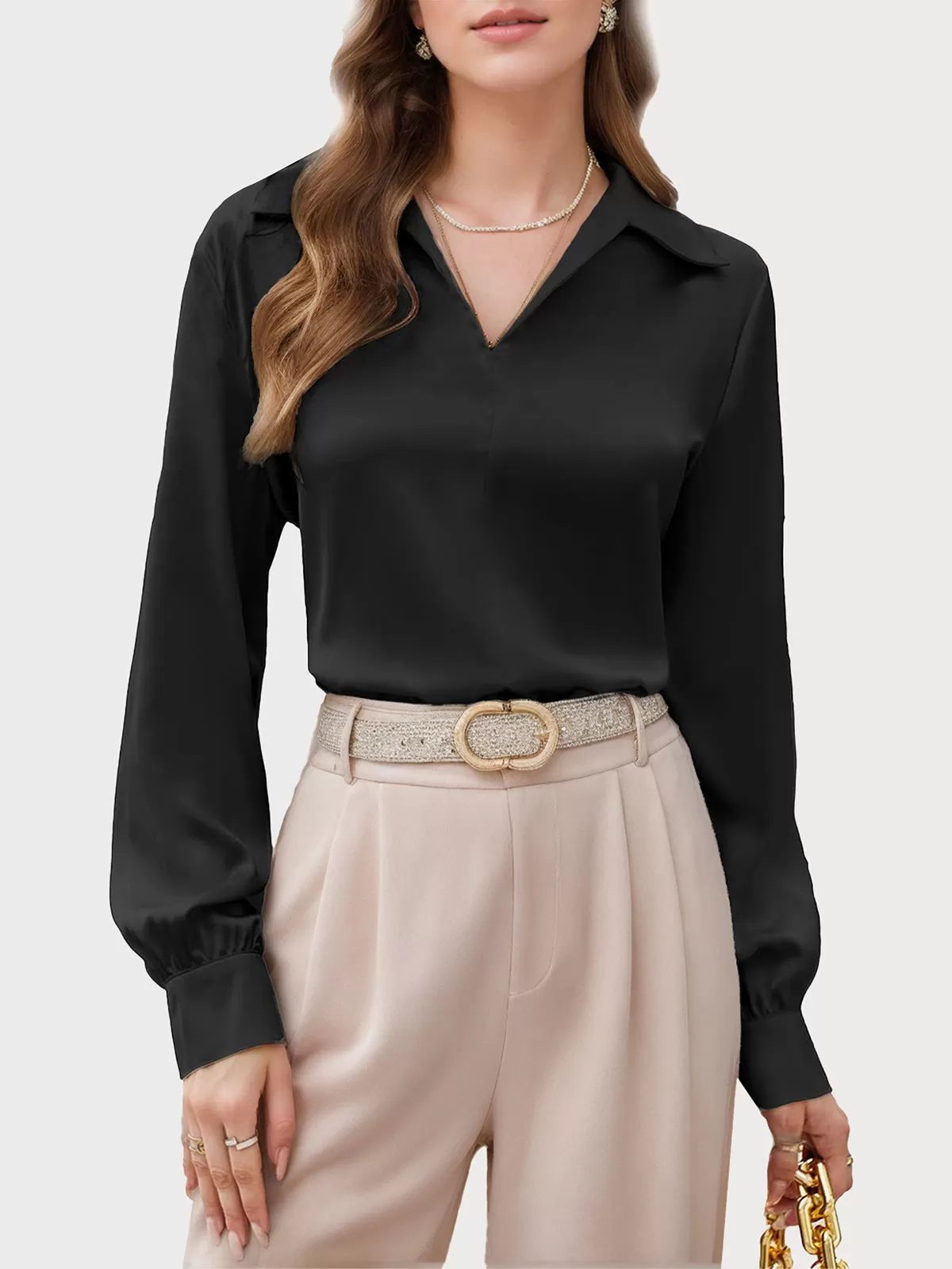Lapel Shirt Long Sleeve Blouse, 1 of 5