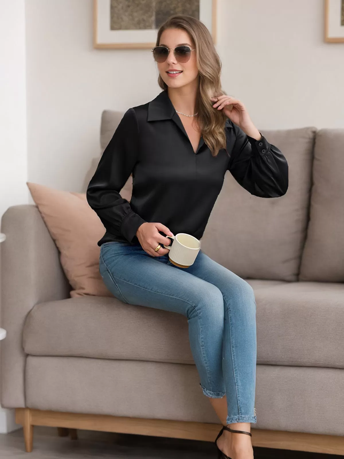 Lapel Shirt Long Sleeve Blouse, 2 of 5