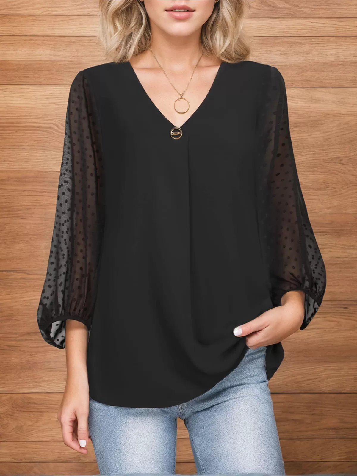 V-neck Lantern Blouse, 2 of 4