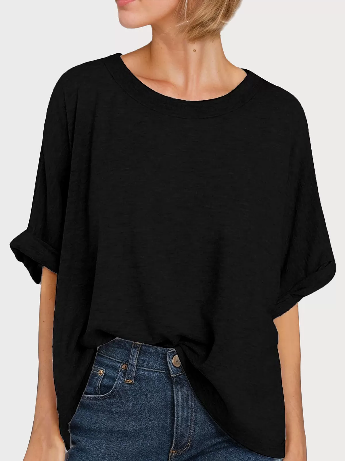 Round Neck Short Sleeve Knit T-shirt, 1 of 4