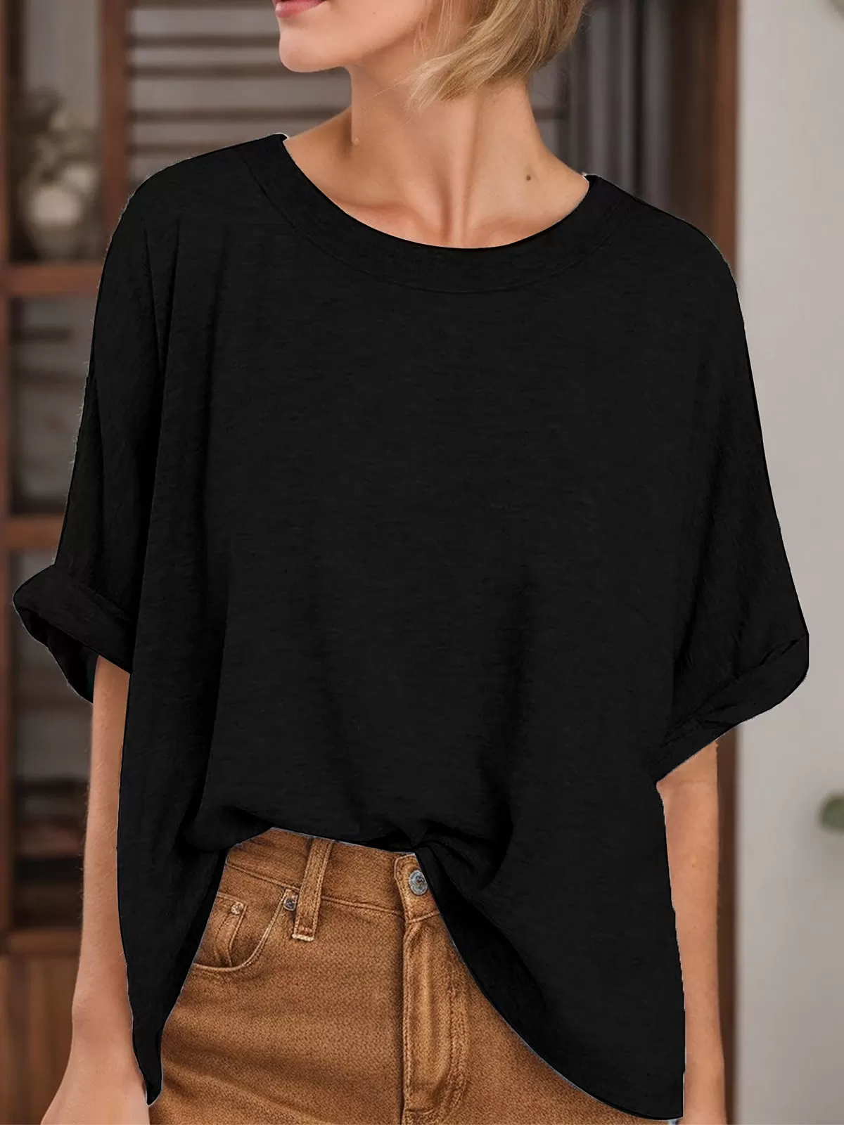 Round Neck Short Sleeve Knit T-shirt, 3 of 4