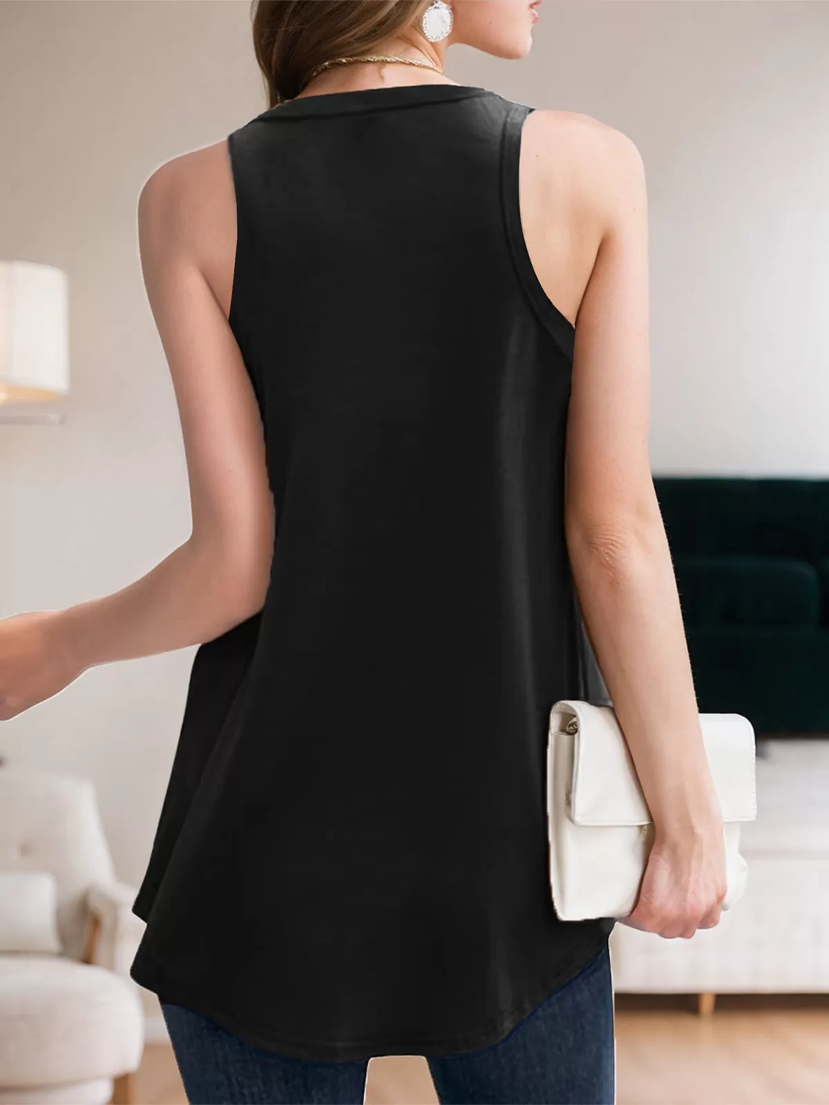 Deep V Neck Tank Loose Fit Flowy Women Summer, 3 of 6