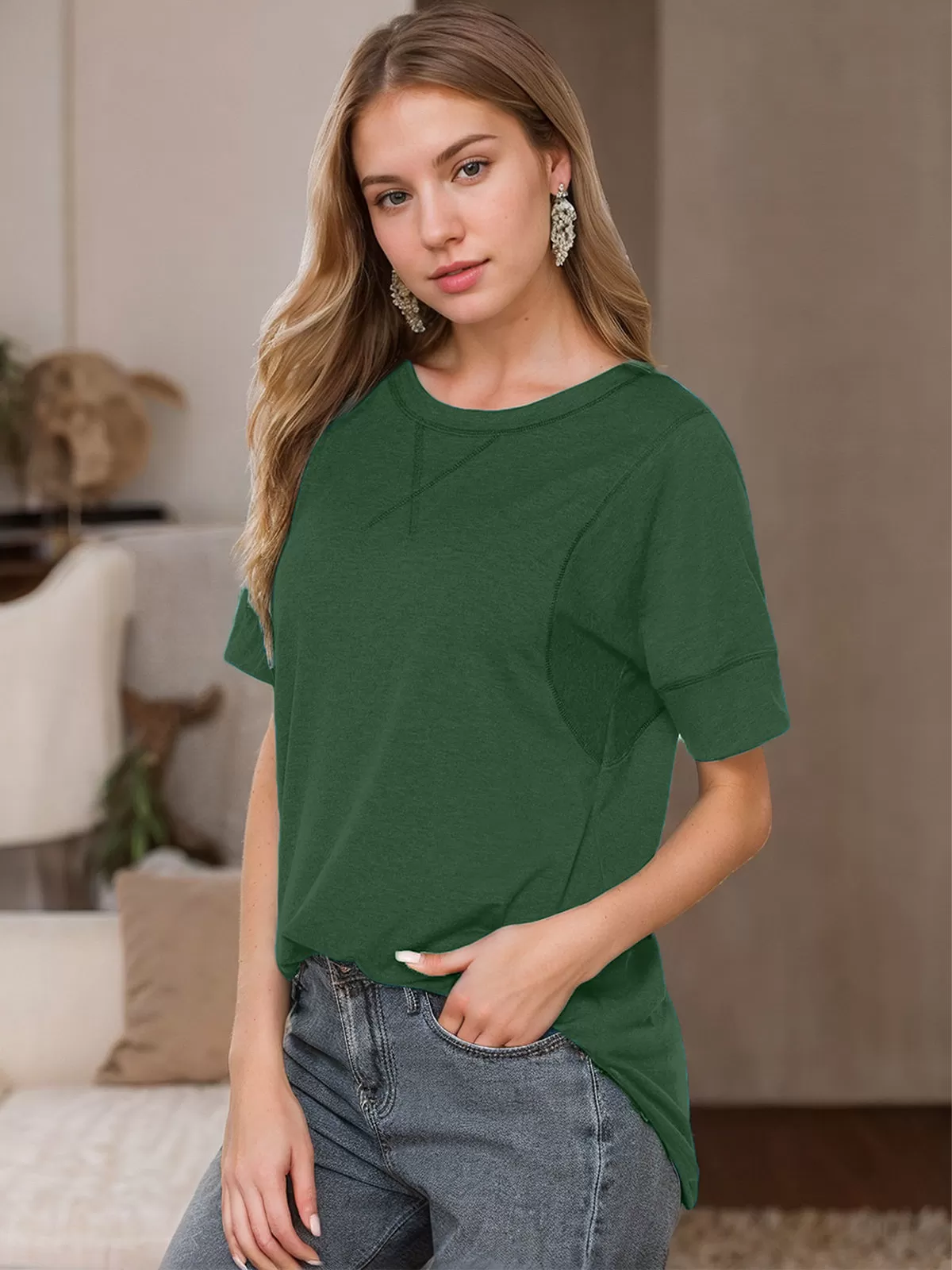 Round Neck Short Sleeve T-shirt, 2 of 5