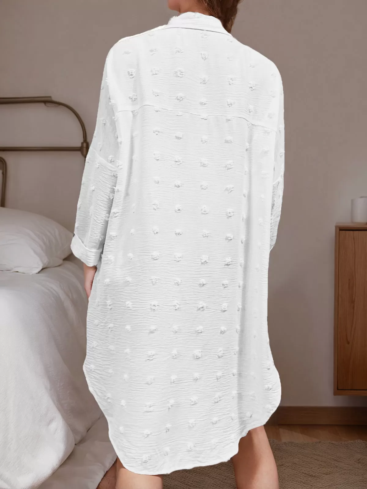 Batwing Woven Fabric Wrist Sleeve Dress, 5 of 5